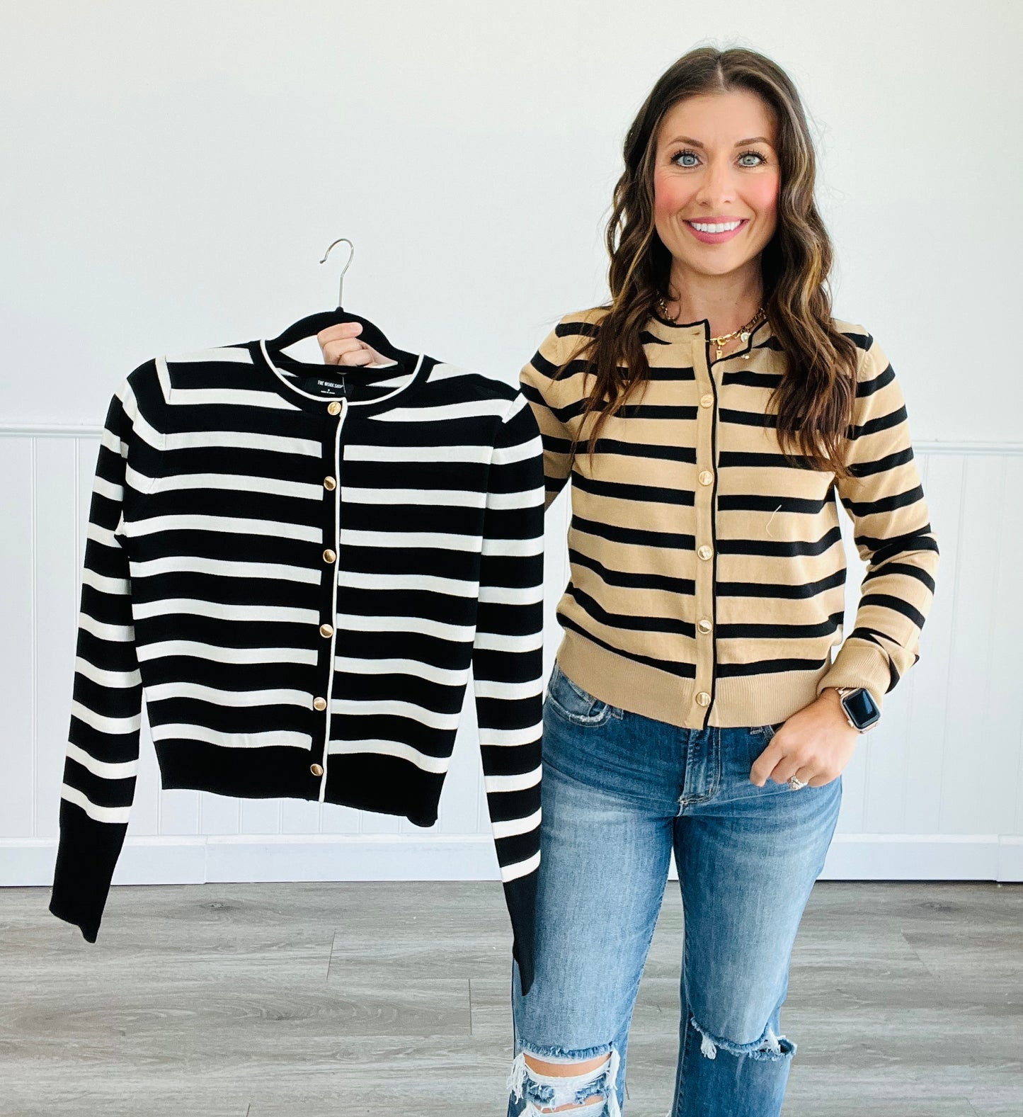 Striped Button Down Cardigan (Reg.) - 2 Colors