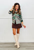 Taupe Multi Camo Sweater Cardigan Top (Reg.)