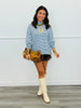 Lt Blue/Brown Striped Mock Neck Top (Reg.)