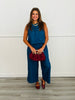 Dark Denim Popover Sleeveless Jumpsuit (Reg & Plus)