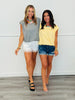 Striped Shoulder Pad Top (Reg & Plus)- 2 Colors