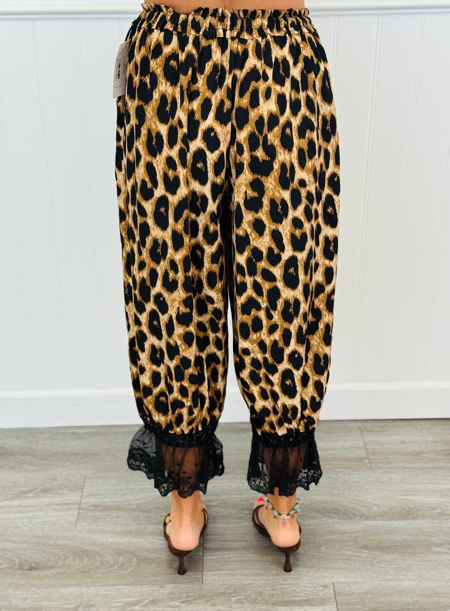 Brown Leopard Lace Hem Blomer Pants (Reg & Plus)
