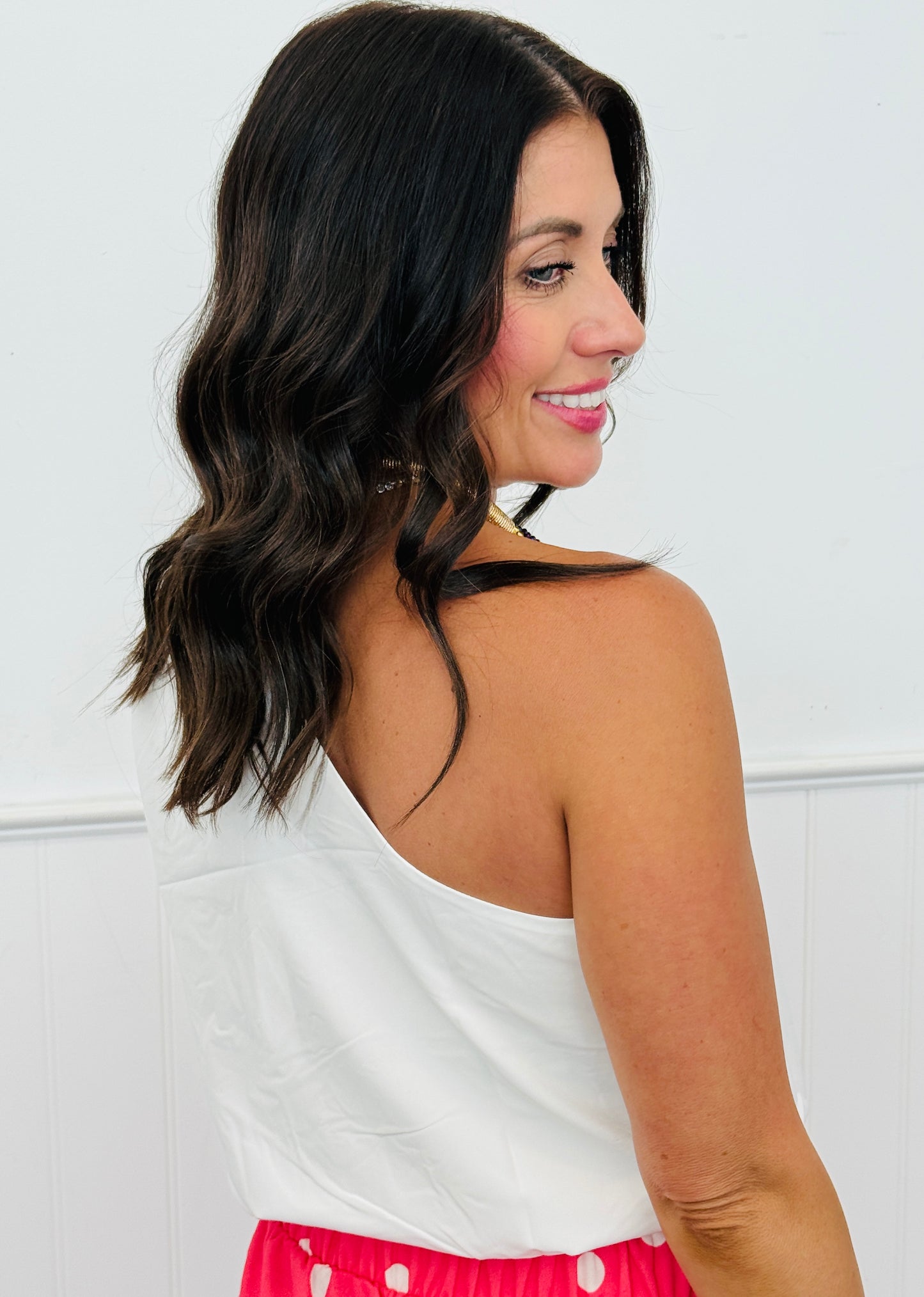One Shoulder Knot Detail Tank Top (Reg.)-7 Colors