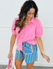 Puff Sleeve Button Down Shirt (Reg.) - 3 Colors