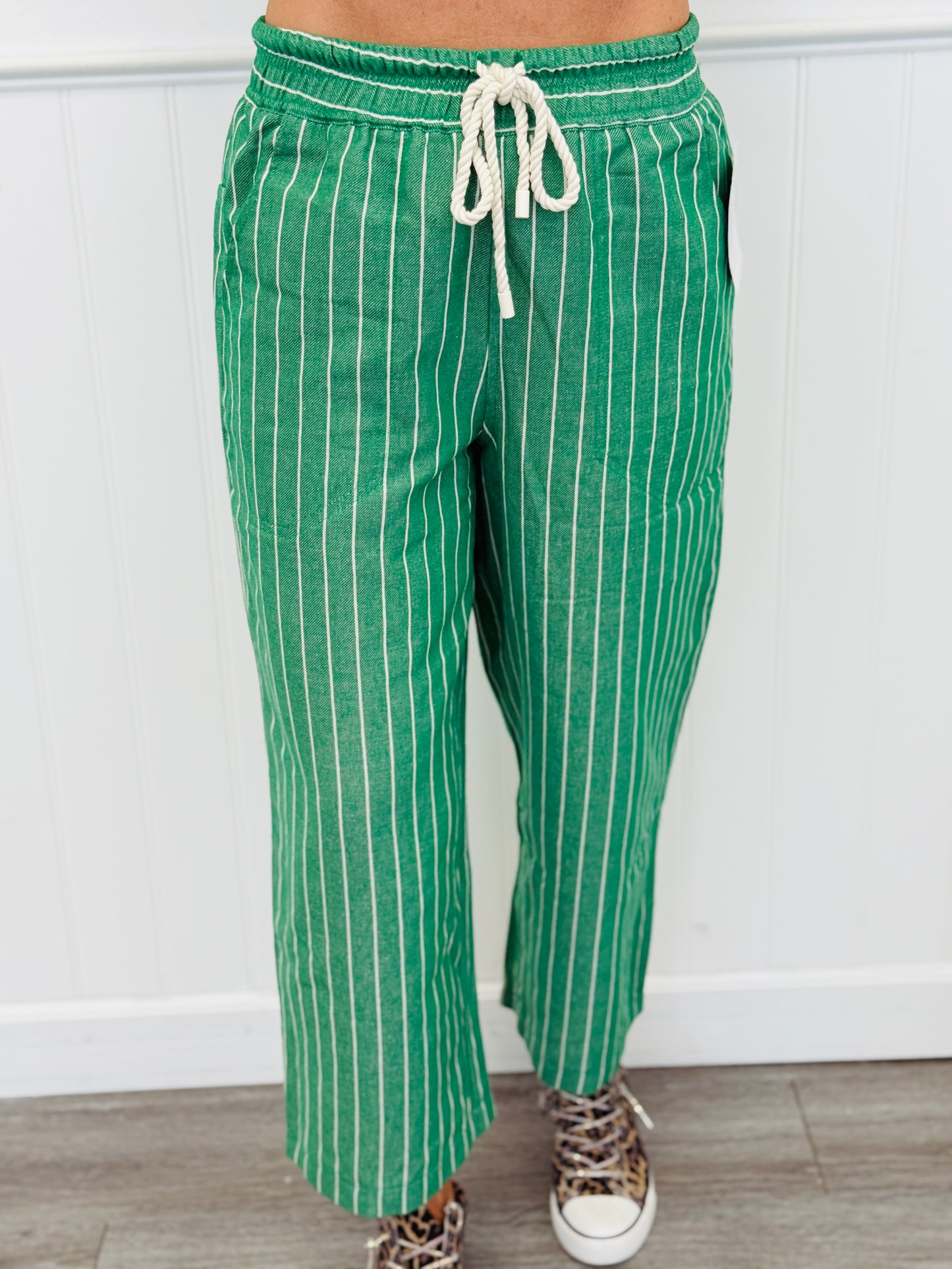 Drawstring Striped Culotte Pants (Reg.) - 3 Colors