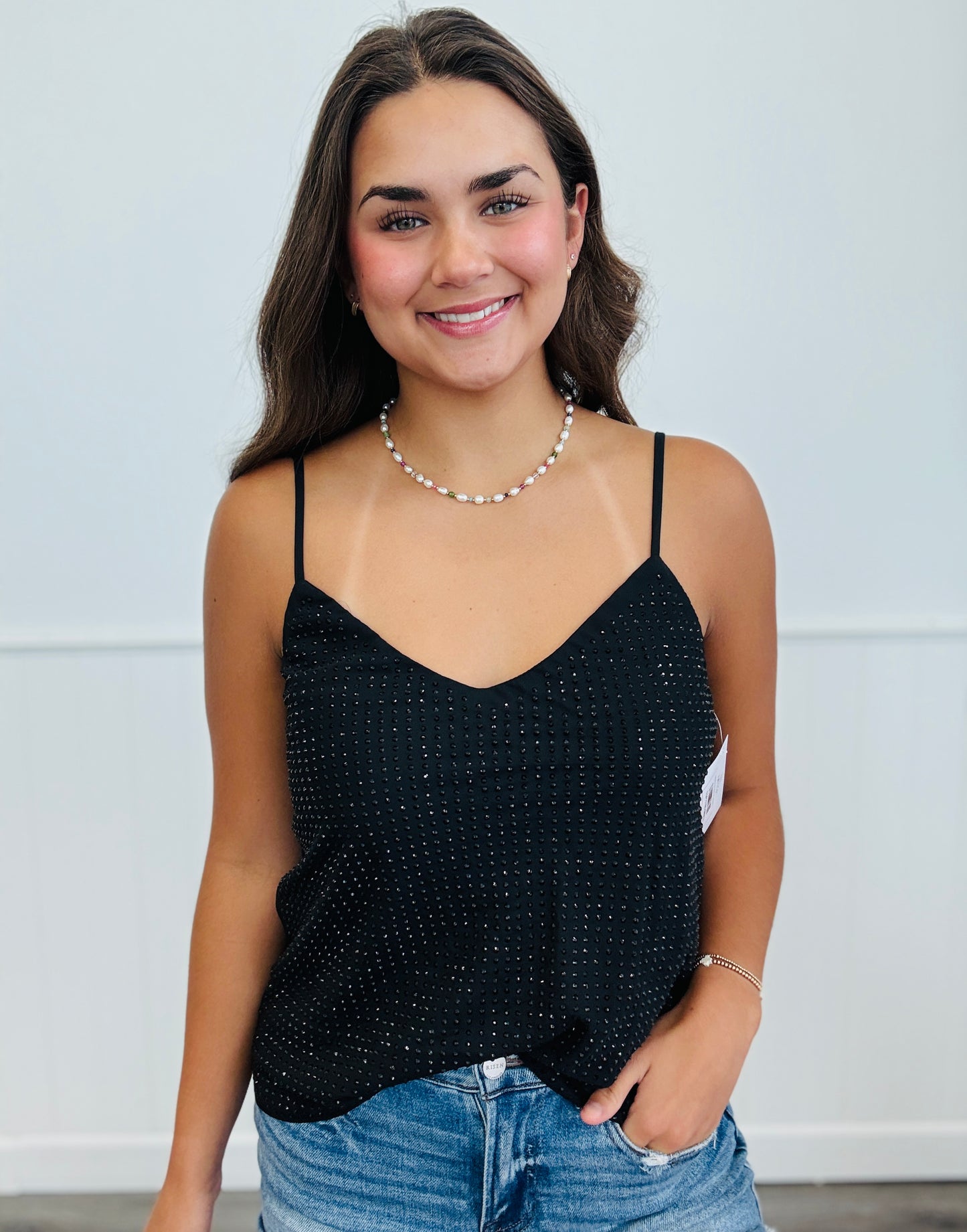 Midnight Oasis Rhinestone Cami Top (Reg & Plus)