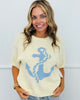 Butter/Light Blue Anchor Graphic Sweater Top (Reg.)