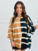 Mocha/Black Striped Loose Fit Top (Reg. and Plus)