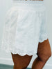 White Eyelet Lace Scalloped Hem Shorts (Reg.)