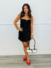 Black Satin Front Tie Mini Slip Dress (Reg.)