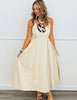 Beige Strappy Midi Dress (Reg. and Plus)