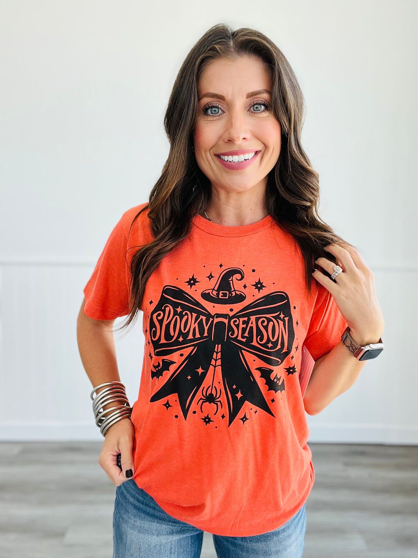 Orange Bow Spooky Season Tee (Reg. and Plus)