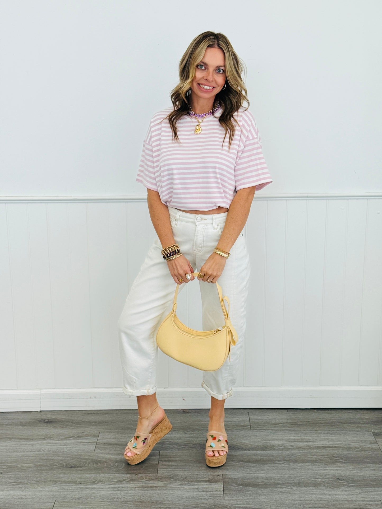 Pink/White Stripe Knit Top (Reg.)