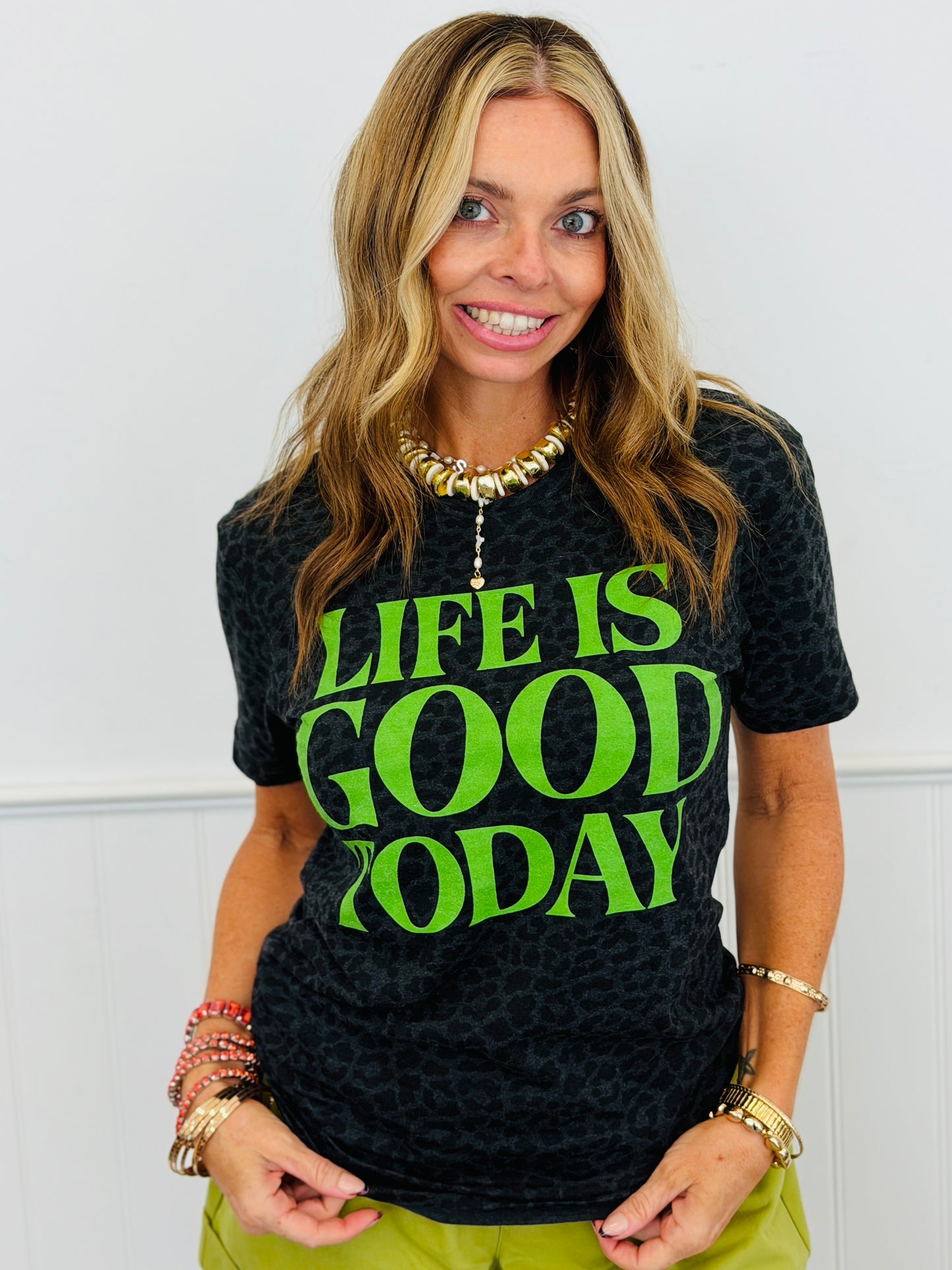 Life Is Good Today Leopard Tee (Reg. and Plus)