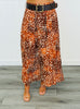 Rust Deer Print Front Slit Midi Skirt (Reg.)