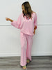 Pink Asymmetrical Top & Pants Set (One Size)