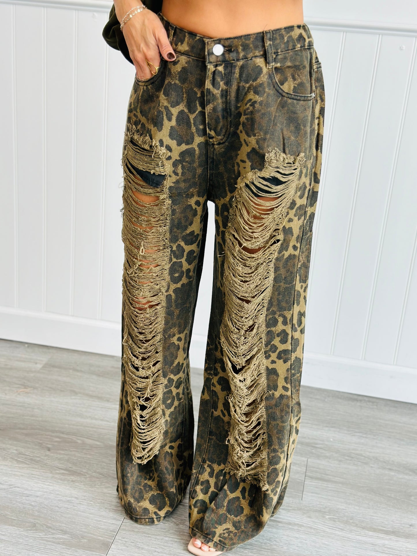 Leopard Distressed Pants (Reg.)