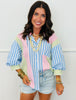 Blue/Pink Color Block Stripes Shirt (Reg.)