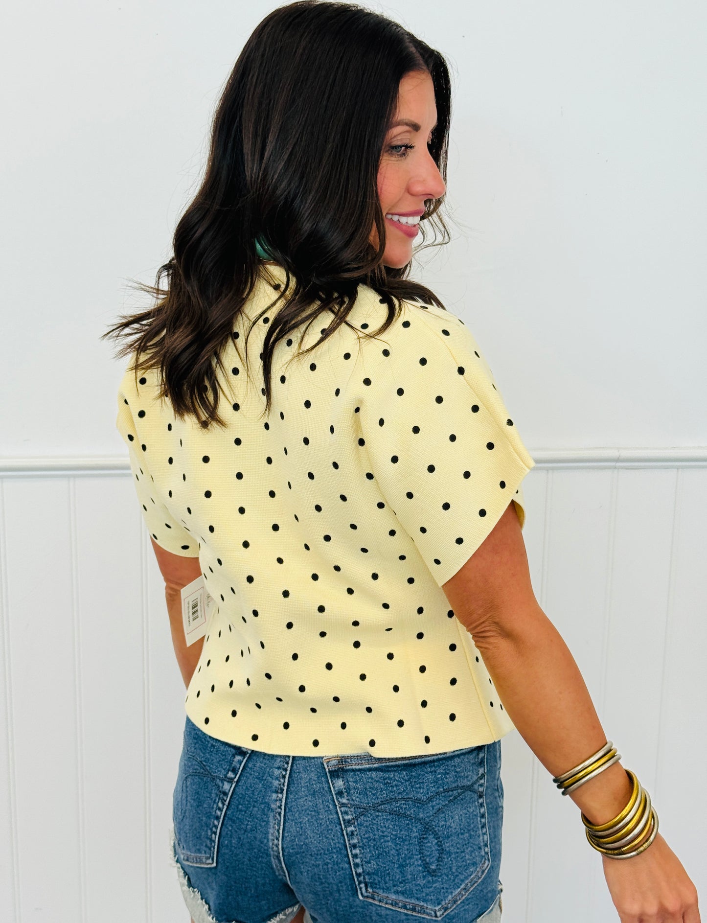 Polka Dot Gold Button Top Remix (Reg.) - 3 Colors