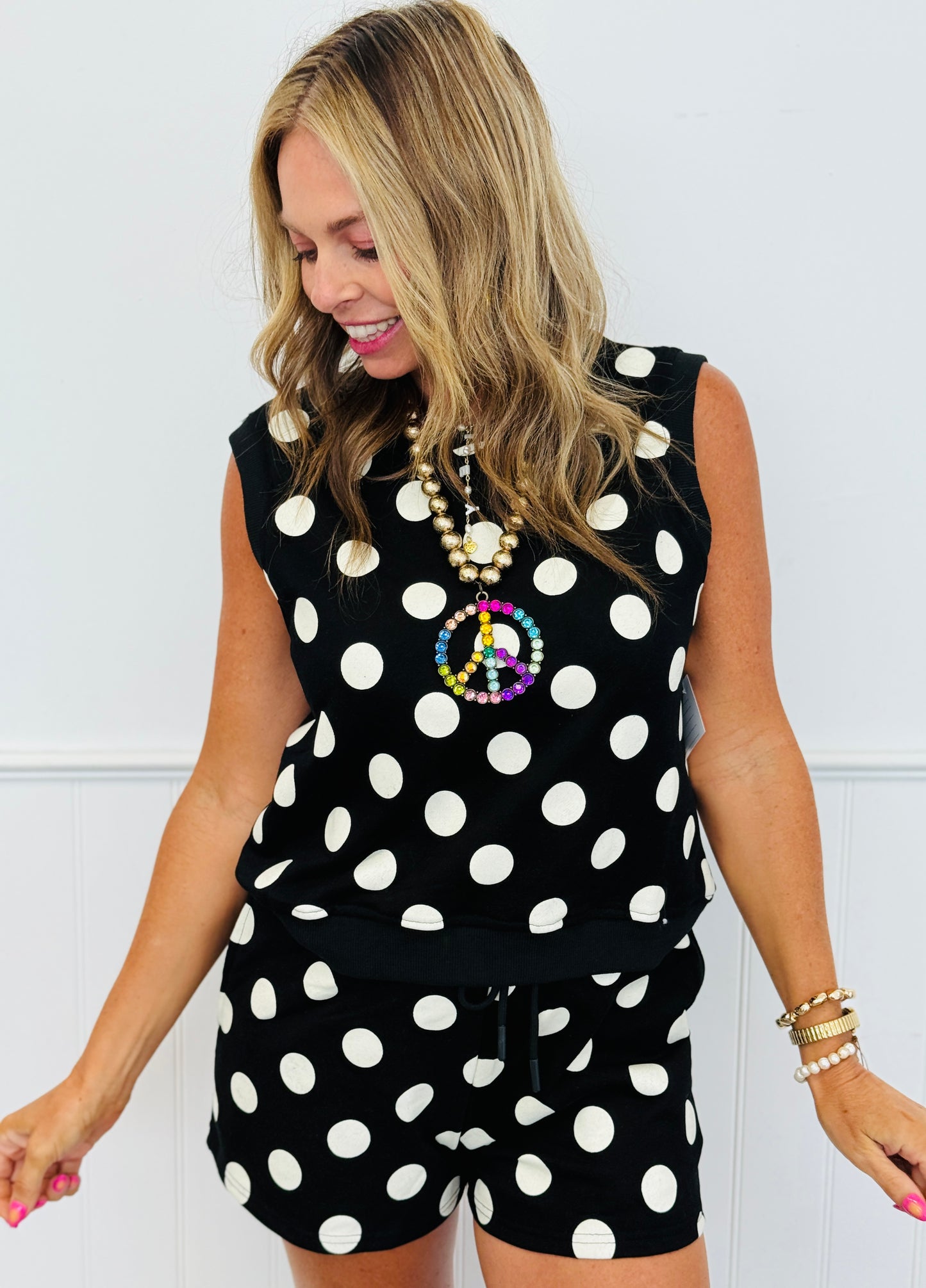 Polka Dot Sleeveless Top & Shorts Set (Reg.) - 4 Colors