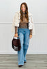 Medium Denim Pearl Studded Wide Leg Cargo Jeans (Reg.)