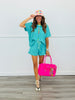 Emerald/Mint Striped Top & Shorts Set (Reg.)