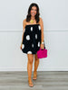 Black Polka Dot Bubble Hem Mini Dress (Reg.)