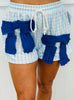 Lt Blue Gingham French Terry Bow Shorts (Reg.)