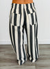 Black Bold Striped Wide Leg Pants (Reg.)