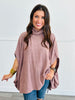 Mauve Mock Neck Batwing Cape Top (Reg & Plus)