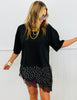 Black Polka Dot Lace Asymmetrical Blouse (Reg.)