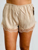 Washed Satin Lace Hem Panty Shorts (Reg.)-4 Colors