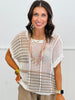 Taupe Stripe Crochet Sweater Top (Reg.)