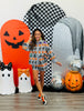 Queen Of Sparkles Black & White Striped Halloween Icon Button Up Top (Reg. and Plus)