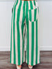 Green Bold Striped Wide Leg Pants (Reg.)