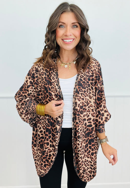 Leopard Oversized Dolman Sleeve Cardigan (Reg.)