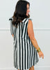 Black Striped Bow Shoulder Mini Dress (Reg.)