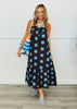 Dark Brown Polka Dot Strappy Midi Dress (Reg.)