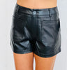 Black Faux Leather Pocket Shorts (Reg.)