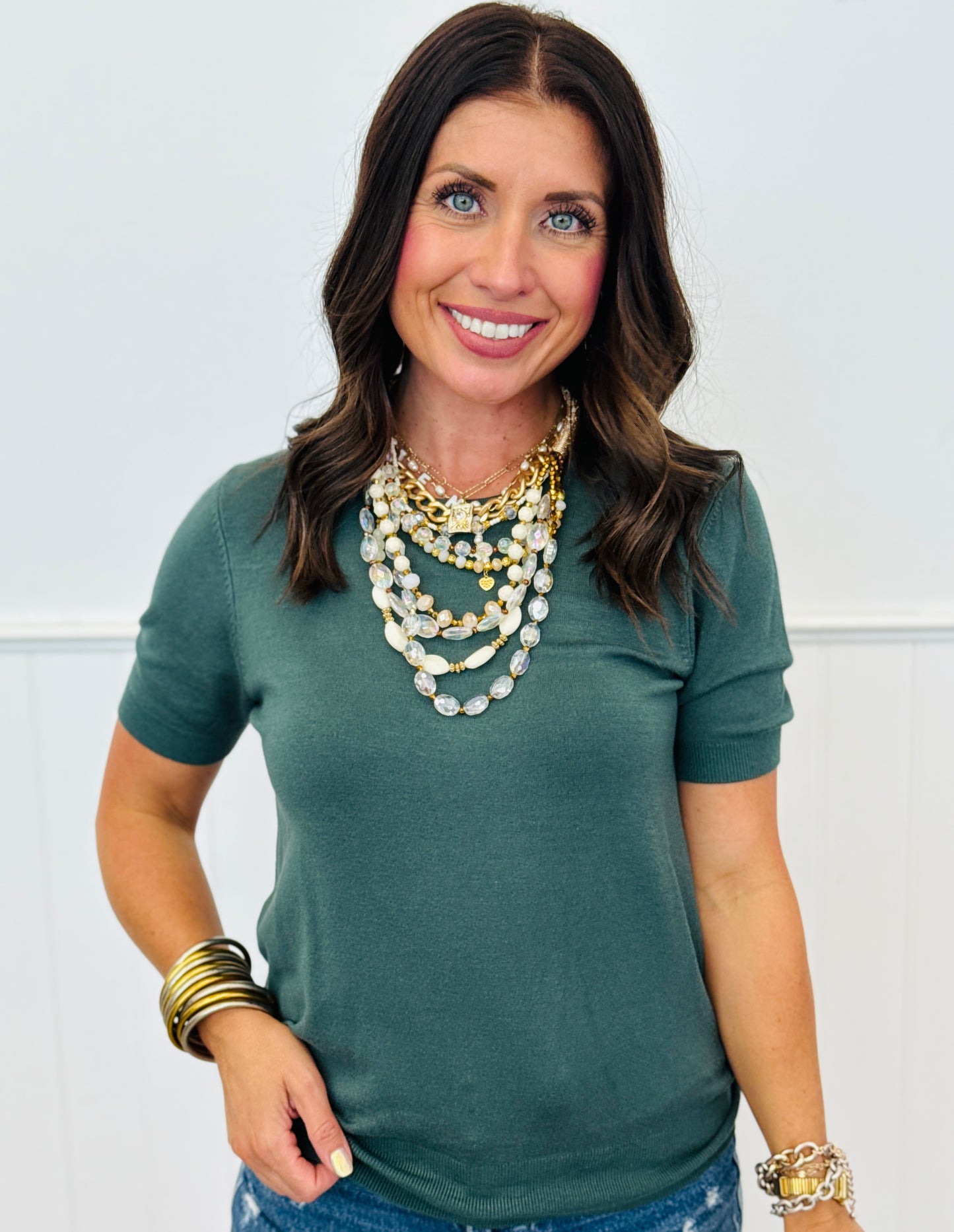 Soft Short Sleeve Sweater Top (Reg. and Plus) - 4 Colors