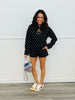 Black/White Polka Dot Hooded Sweatshirt & Shorts Set (Reg.)