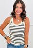 Ecru Striped Tank Top (Reg & Plus)