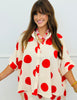 Ecru/Red Big Dots Shirt & Shorts Set (Reg & Plus)