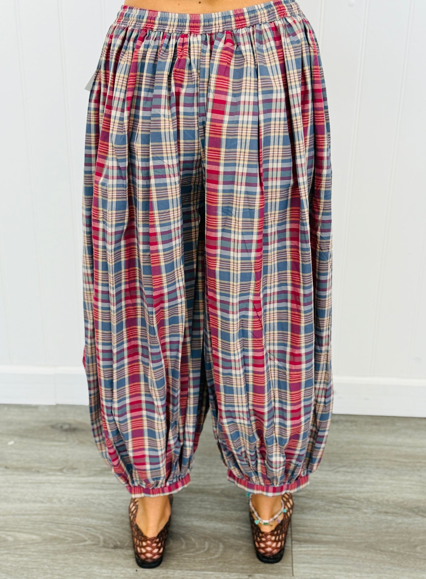 Pink Plaid Balloon Pants( Reg.)