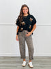Black Sideline Sparkle Ruffle Top (Reg. and Plus)