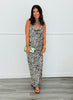 Leopard Satin Cowl Neck Maxi Dress (Reg)