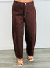 Brown Twill Peplum Top & Pants Set (Reg.)