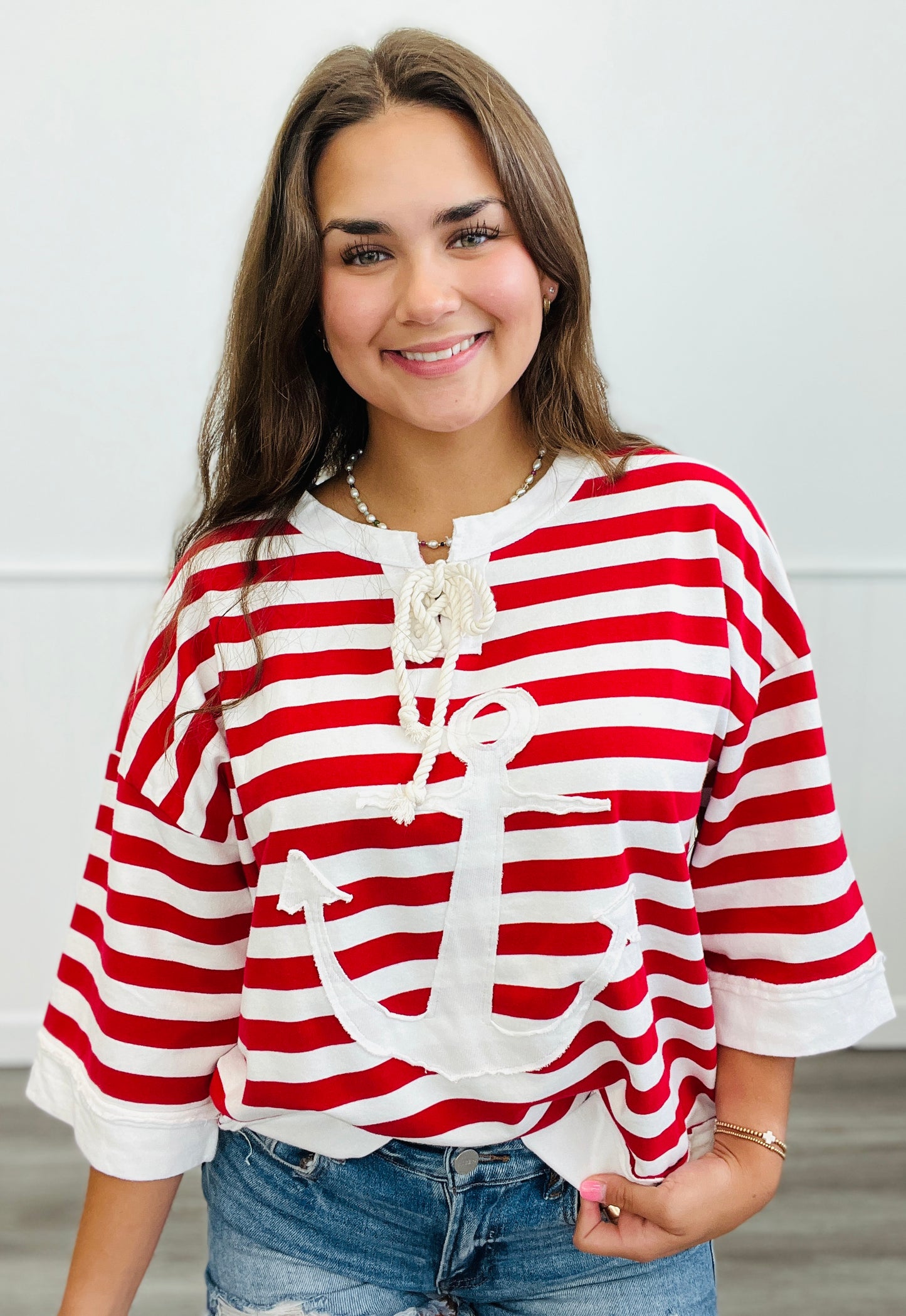 Anchor Graphic Striped Top (Reg & Plus)-2 Colors