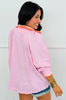 Pink Striped Half Zip Top (Reg & Plus)