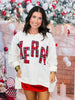 White/Red Plaid Merry Oversized Sweatshirt (Reg.)